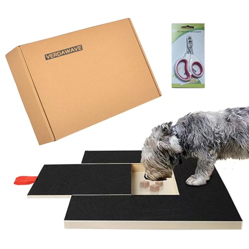 verdawave Hunde-Nagelkratzpad mit Leckerli-Box & Haustier-Nagelknipser – Langlebiges, tragbares Hunde-Kratzfeilpad für Nägel alle Hunde, Holznagelkratzbrett für Indoor/Outdoor-Training (Basis) von verdawave