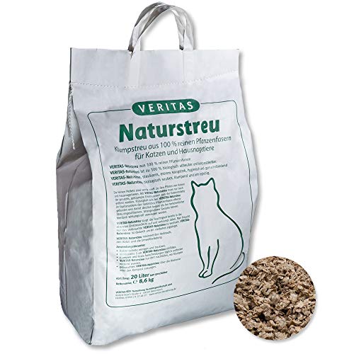 Veritas Naturstreu Katzenstreu für Katzen & Nagetiere – natürliches, staubfreies & saugstarkes Klumpstreu I Natur Einstreu Katzentoilette Katzenklo (4X 20 Liter) von veritas