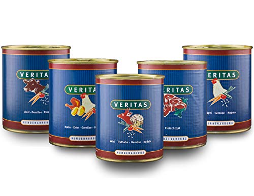 veritas Hundefutter Nass 10 x 800 g | 5 Gourmet Sorten | Wild, Ente, Geflügel, Rind & Truthahn | Geeignet für Erwachsene Hunde | Nassfutter Hund von veritas