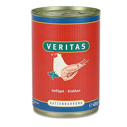 veritas Katzenmenü Mix Katzenfutter nass – Gourmet Sorte Fleischtopf mit 90% Fleisch I Nassfutter für Katzen I Geflügel Krabben - Katzennassfutter (Dosen 12x 400g) von veritas