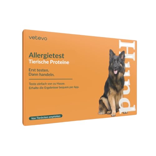 vetevo Allergietest Tierische Proteine Hund, Unverträglichkeitstest Hunde, bei Durchfall, Juckreiz & Pfotenlecken, Testet auf 32 Tierische Proteine von vetevo