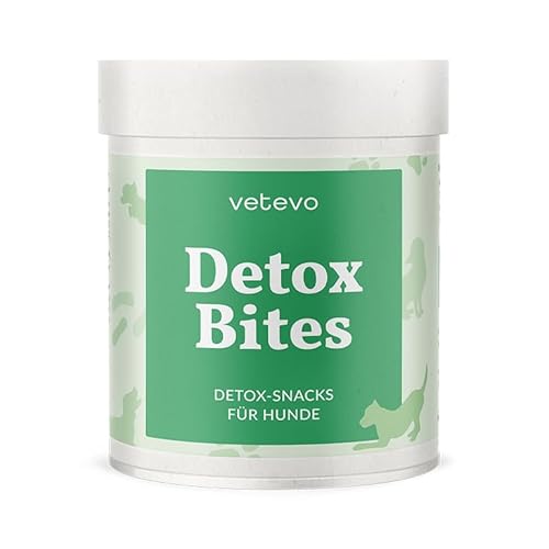 vetevo Detox Bites Leber-Entgiftung Snacks für Hunde mit Mariendistel Artischocke Löwenzahn, Reich an Antioxidantien wie Spirulina - 300g Dose von vetevo