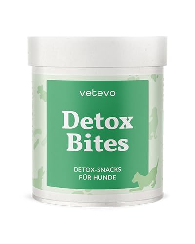 vetevo Detox Bites Leber-Entgiftung Snacks für Hunde mit Mariendistel Artischocke Löwenzahn, Reich an Antioxidantien wie Spirulina - 300g Dose von vetevo