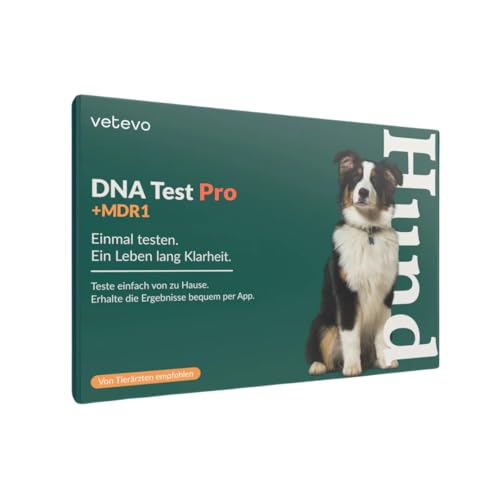 vetevo Hund DNA Test Zur Rassenbestimmung inkl. MDR1 Gendefekt, Gentest auf 400+ Hunderassen, Einfache Anwendung, Präzise Ergebnisse Mit App von vetevo