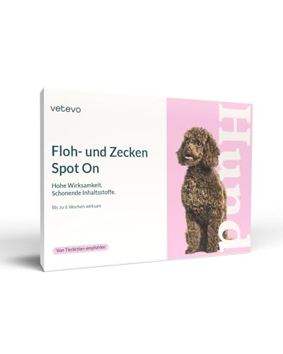 vetevo Spot On Hund, bis 15-30kg, Floh- & Zeckenschutz für Hunde, Gegen Zecken & Flöhe, Ohne Insektizide, 3 Pipetten mit je 4 Wochen Wirkung, Biozidprodukt von vetevo