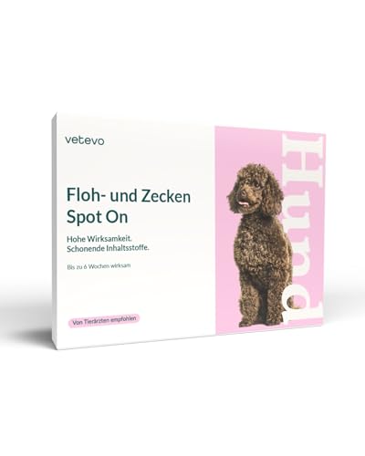 vetevo Spot On Hund, über 30kg, Wirksamer Floh- & Zeckenschutz für Hunde, natürlicher Schutz, ohne Insektizide, 3 Pipetten mit je 4 Wochen Wirkdauer, Biozidprodukt von vetevo