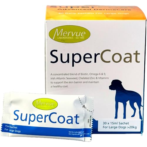 SuperCoat für Hund und Welpen 30 x 15 ml für große Hunde - Fell und Haut Ergänzungsfuttermittel (30 x 15 ml) von vetiness