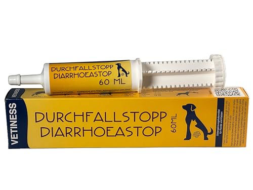 vetiness Durchfallstopp Paste 60 ml | bei akutem Durchfall Hunde >30 kg direkt ins Maul | Auch als Vorteilspack für alle Größen von Hunden und Katzen | Unterstützt bei Durchfall von vetiness