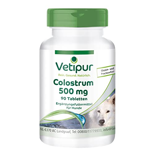 Fairvital | Vetipur Colostrum für Hunde - 90 Tabletten - Natürliche Erstmilch - Futterergänzung für Hunde - 500mg Colostrum pro Tablette von vetipur