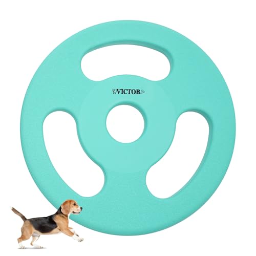 victob Dog Flying Disc Toy, 17.8 cm Natural Rubber Dog Toy Outdoor Dog Flying Discs Interactive Dog Fetch Toy Durable and Soft Flyer Toy for Playing, Mint Green von victob