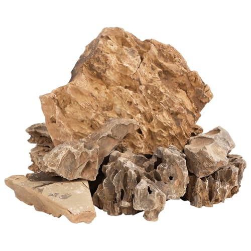 vidaXL Drachensteine, Drachenstein Natürlich Sicher, Naturstein Stein für Aquarium Dekoration, Dekostein Felsen, Braun 25 kg 5-30 cm von vidaXL