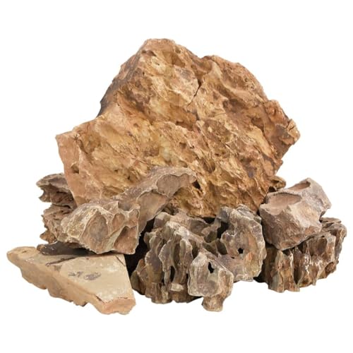 vidaXL Drachensteine, Drachenstein Natürlich Sicher, Naturstein Stein für Aquarium Dekoration, Dekostein Felsen, Braun 25 kg 5-30cm von vidaXL