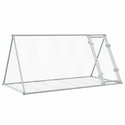 vidaXL Hasenstall, Freilaufgehege für Kleintiere, Outdoor Kaninchenkäfig Kaninchenstall Hasenkäfig, Kaninchen Freigehege, Silbern 200x105x91cm Verzinkter Stahl von vidaXL