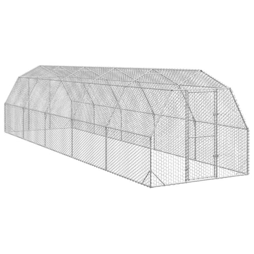 vidaXL Hühnerstall 2,5x10x2,25 m Verzinkter Stahl, Freilaufgehege, Tierlaufstall, Hühnerhaus, Freigehege, Kleintierstall, Geflügelstall von vidaXL