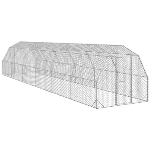 vidaXL Hühnerstall 2,5x12x2,25 m Verzinkter Stahl, Freilaufgehege, Tierlaufstall, Hühnerhaus, Freigehege, Kleintierstall, Geflügelstall von vidaXL