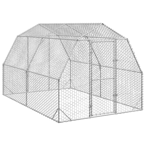 vidaXL Hühnerstall 2,5x4x2,25 m Verzinkter Stahl, Freilaufgehege, Tierlaufstall, Hühnerhaus, Freigehege, Kleintierstall, Geflügelstall von vidaXL