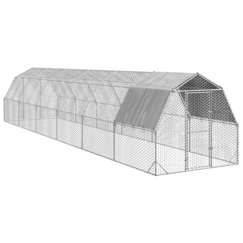 vidaXL Hühnerstall mit Dach 2,5x12x2,25 m Verzinkter Stahl, Freilaufgehege, Tierlaufstall, Hühnerhaus, Freigehege, Kleintierstall, Geflügelstall von vidaXL