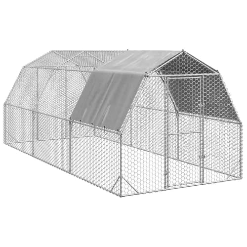 vidaXL Hühnerstall mit Dach 2,5x6x2,25 m Verzinkter Stahl, Freilaufgehege, Tierlaufstall, Hühnerhaus, Freigehege, Kleintierstall, Geflügelstall von vidaXL