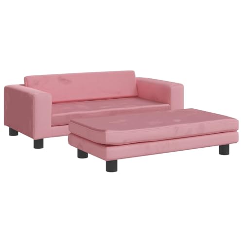 vidaXL Hundebett, Hundekissen mit Verlängerung für extra Schlafbereich, Hundesofa Hundecouch für kleine Hunde Haustiere, Haustierbett Katzenbett, Rosa Samt von vidaXL