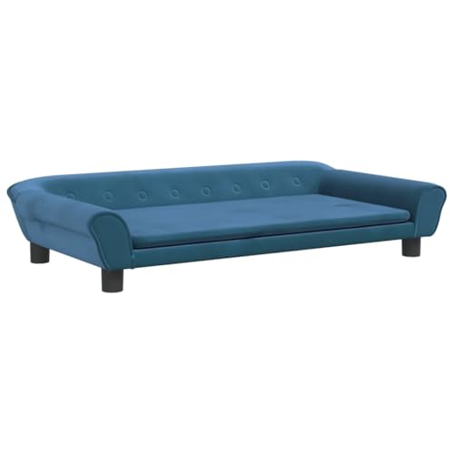 vidaXL Hundebett, Hundekissen mit weicher Polsterung, Hundesofa Hundecouch für kleine Hunde Haustiere, Haustierbett Katzenbett, Blau Samt von vidaXL