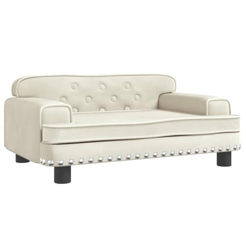 vidaXL Hundebett, Hundekissen mit weicher Polsterung, Hundesofa Hundecouch für kleine Hunde Haustiere, Haustierbett Katzenbett, Creme Samt von vidaXL