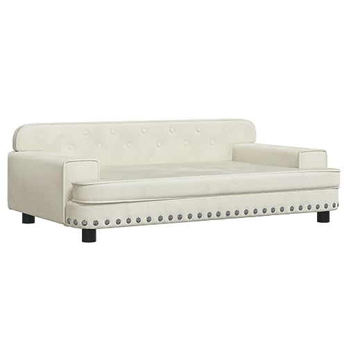 vidaXL Hundebett, Hundekissen mit weicher Polsterung, Hundesofa Hundecouch für kleine Hunde Haustiere, Haustierbett Katzenbett, Creme Samt von vidaXL