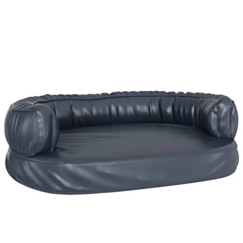 vidaXL Hundebett Ergonomisch Schaumstoff Dunkelblau 75x53cm Kunstleder Hunde von vidaXL