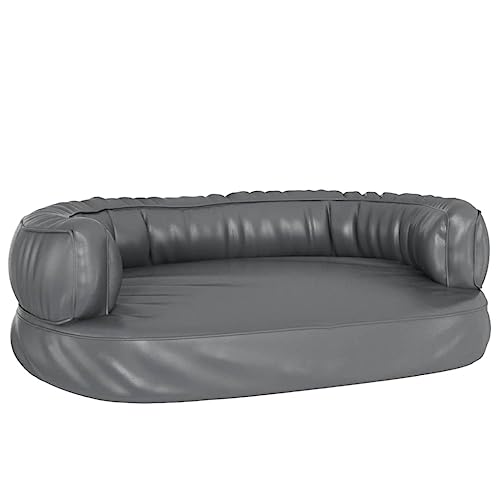 vidaXL Hundebett Ergonomisch Schaumstoff Grau 60x42cm Kunstleder Hundekissen von vidaXL