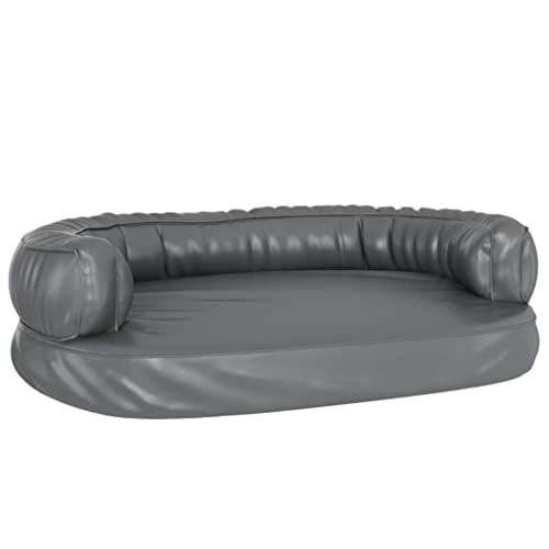 vidaXL Hundebett Ergonomisch Schaumstoff Grau 75x53cm Kunstleder Hundekissen von vidaXL