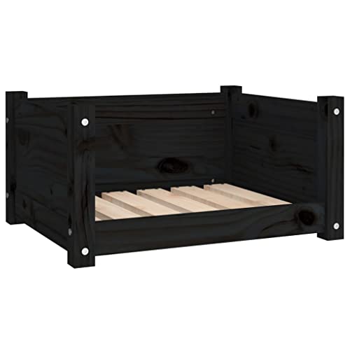 vidaXL Hundebett Schwarz 55,5x45,5x28cm Massivholz Kiefer Hundekorb Hundesofa von vidaXL