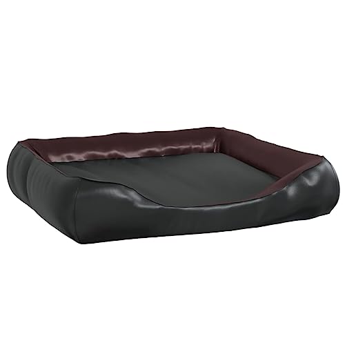 vidaXL Hundebett Schwarz Braun 80x68x23cm Kunstleder Hundekorb Hundekissen von vidaXL