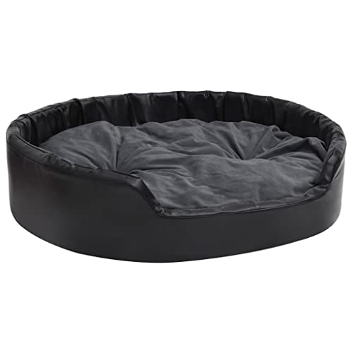 vidaXL Hundebett Schwarz-Dunkelgrau 99x89x21 cm Plüsch und Kunstleder von vidaXL