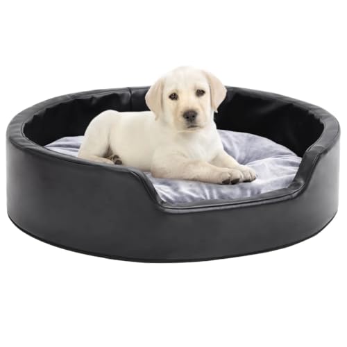 vidaXL Hundebett Schwarz-Grau 69x59x19 cm Plüsch und Kunstleder von vidaXL