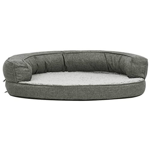 vidaXL Hundematratze Ergonomisch 75x53cm Leinenoptik Fleece Grau Hundebett von vidaXL