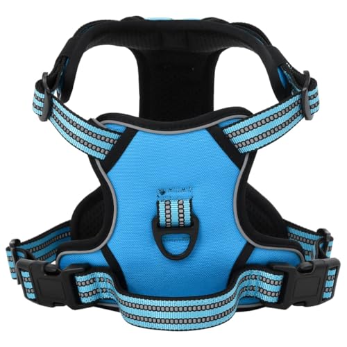 vidaXL Hundegeschirr, Brustgeschirr mit 2 Schnellverschlüsse, Sicherheitsgeschirr Reflektierend Verstellbar, Haustiergeschirr, Blau XL Polyester von vidaXL