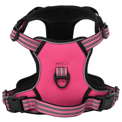 vidaXL Hundegeschirr, Brustgeschirr mit 2 Schnellverschlüsse, Sicherheitsgeschirr Reflektierend Verstellbar, Haustiergeschirr, Rosa L Polyester von vidaXL