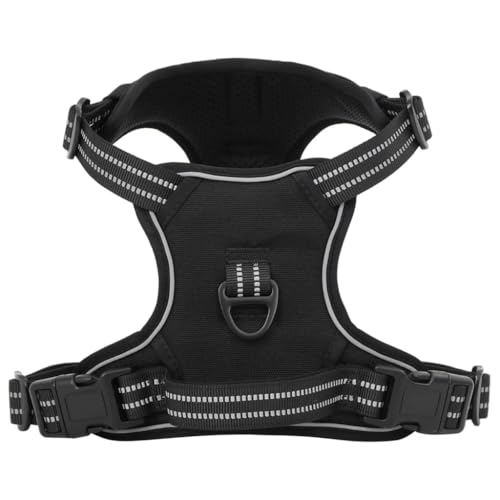 vidaXL Hundegeschirr, Brustgeschirr mit Leine Halsband, Sicherheitsgeschirr Reflektierend Verstellbar, Haustiergeschirr, Schwarz M Polyester von vidaXL