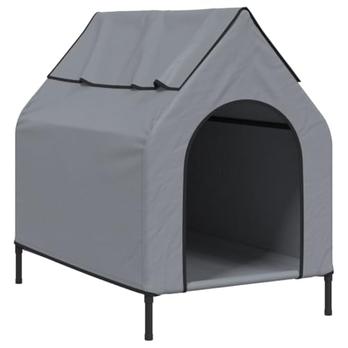 vidaXL Hundehütte, Hundehaus Erhöhtes Design, Hundehöhle mit Dach Stahlgestell, Hundebett Hundeliege Haustierhütte, Anthrazit Oxford-Gewebe Stahl von vidaXL