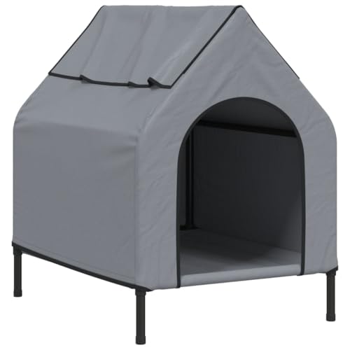 vidaXL Hundehütte, Hundehaus Erhöhtes Design, Hundehöhle mit Dach Stahlgestell, Hundebett Hundeliege Haustierhütte, Anthrazit Oxford-Gewebe Stahl von vidaXL