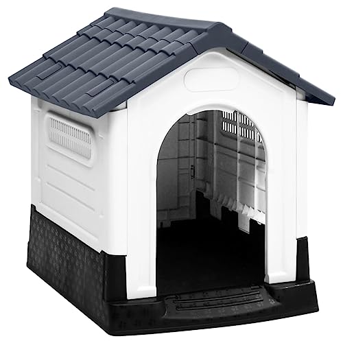 vidaXL Hundehütte Grau 57x68x66cm Polypropylen Hundehaus Hundehöhle Hundebett von vidaXL