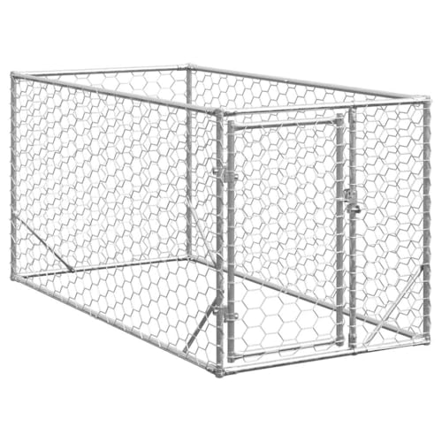 vidaXL Outdoor-Hundezwinger mit Tür 2x1x1 m Verzinkter Stahl, Outdoor-Haustierkäfig, großer Hundekäfig, Hundezwinger, Outdoor-Hundehütte von vidaXL