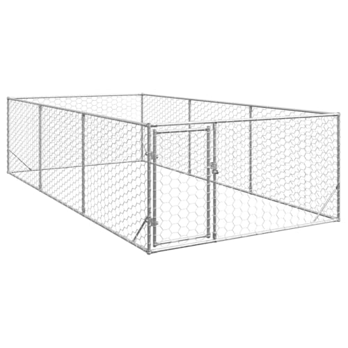 vidaXL Hundehütte Outdoor mit Tür 2x4x1 m verzinktem Stahl Hundekäfig für den Außenbereich Großer Hundekäfig Hundeauslauf Outdoor von vidaXL