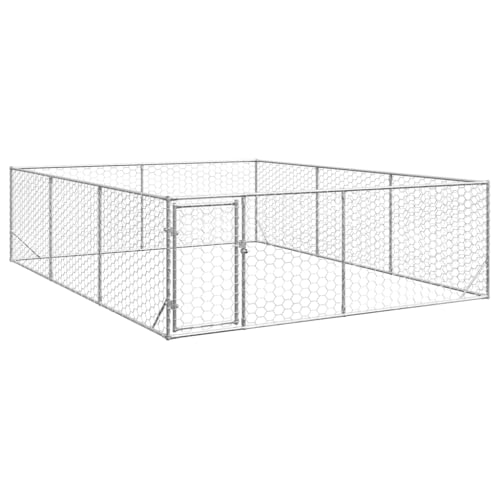 vidaXL Hundehütte Outdoor mit Tür 3x4x1 m verzinktem Stahl Hundekäfig für den Außenbereich Großer Hundekäfig Hundeauslauf Outdoor von vidaXL