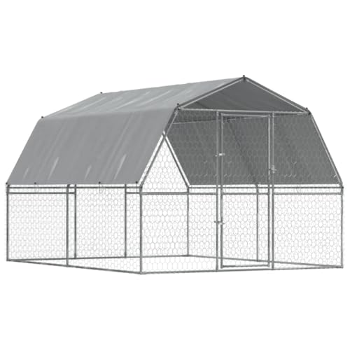 vidaXL Hundekäfig 2 Stk., Hundezwinger mit Wasserfestes Dach Tür, Outdoor Hundehaus Maschen-Design, Hundehütte, Silbern Verzinkter Stahl von vidaXL