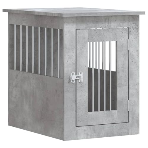 vidaXL Hundekäfig im Möbelstil, Abschließbar Hundebox mit Tür, Hundehütte Beistelltisch mit 2-in-1-Funktion, Hundehaus Haustierkäfig, Betongrau 45x62x59 cm Holzwerkstoff von vidaXL