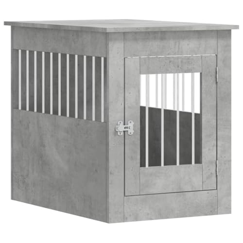 vidaXL Hundekäfig im Möbelstil, Abschließbar Hundebox mit Tür, Hundehütte Beistelltisch mit 2-in-1-Funktion, Hundehaus Haustierkäfig, Betongrau 55x80x68 cm Holzwerkstoff von vidaXL