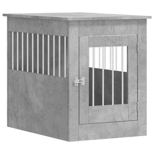 vidaXL Hundekäfig im Möbelstil, Abschließbar Hundebox mit Tür, Hundehütte Beistelltisch mit 2-in-1-Funktion, Hundehaus Haustierkäfig, Betongrau 55x80x68 cm Holzwerkstoff von vidaXL