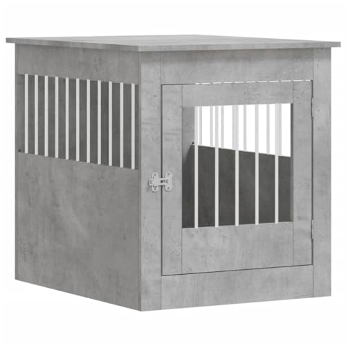 vidaXL Hundekäfig im Möbelstil, Abschließbar Hundebox mit Tür, Hundehütte Beistelltisch mit 2-in-1-Funktion, Hundehaus Haustierkäfig, Betongrau 64,5x80x71cm Holzwerkstoff von vidaXL