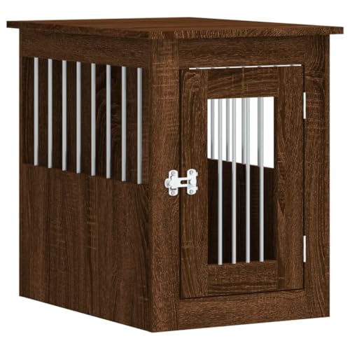 vidaXL Hundekäfig im Möbelstil, Abschließbar Hundebox mit Tür, Hundehütte Beistelltisch mit 2-in-1-Funktion, Hundehaus Haustierkäfig, Braun Eichen-Optik 45x62x59 cm von vidaXL