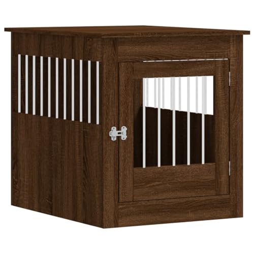 vidaXL Hundekäfig im Möbelstil, Abschließbar Hundebox mit Tür, Hundehütte Beistelltisch mit 2-in-1-Funktion, Hundehaus Haustierkäfig, Braun Eichen-Optik 64,5x80x71cm von vidaXL